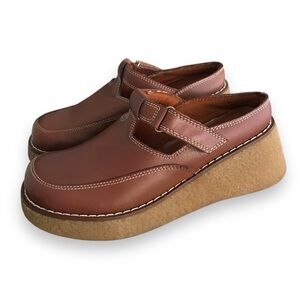 Vintage Y2K 90s Mary Jane T-Strap Leather Chunky Platform Shoes, Brown, Size 7